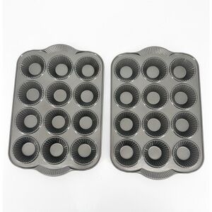 2 - Nordic Ware 12 Count Tart Heavy Duty Cast Aluminum Quiche Mini Muffin Pans